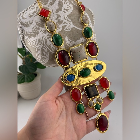 Vintage Statement Necklace – Multicolor Gemstone Design ✨ - Picture 9 of 11